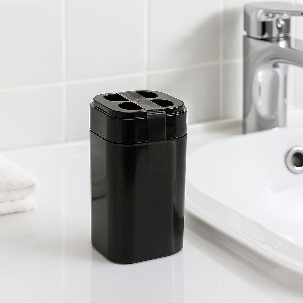 Porta cepillo 6,5x6,5x12,7 cm - NEGRO 