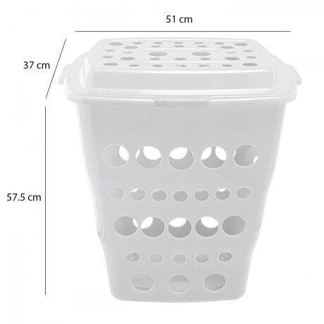 Cesto Canasto Ropa Calado Plástico con Tapa Paramount 55Lt Blanco