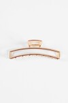 Broche rectangular metálico largo dorado