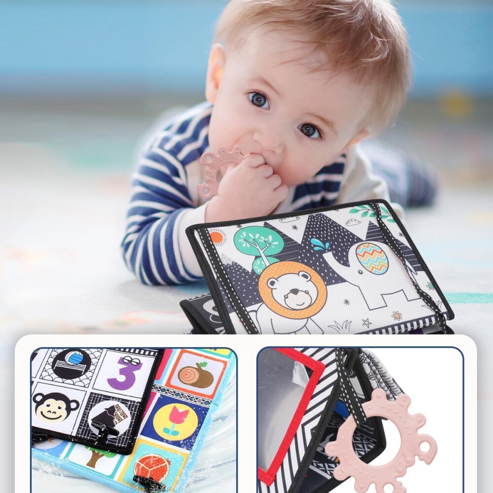 Libro textil para bebé ByN plegable con espejo Libro textil para bebé ByN plegable con espejo