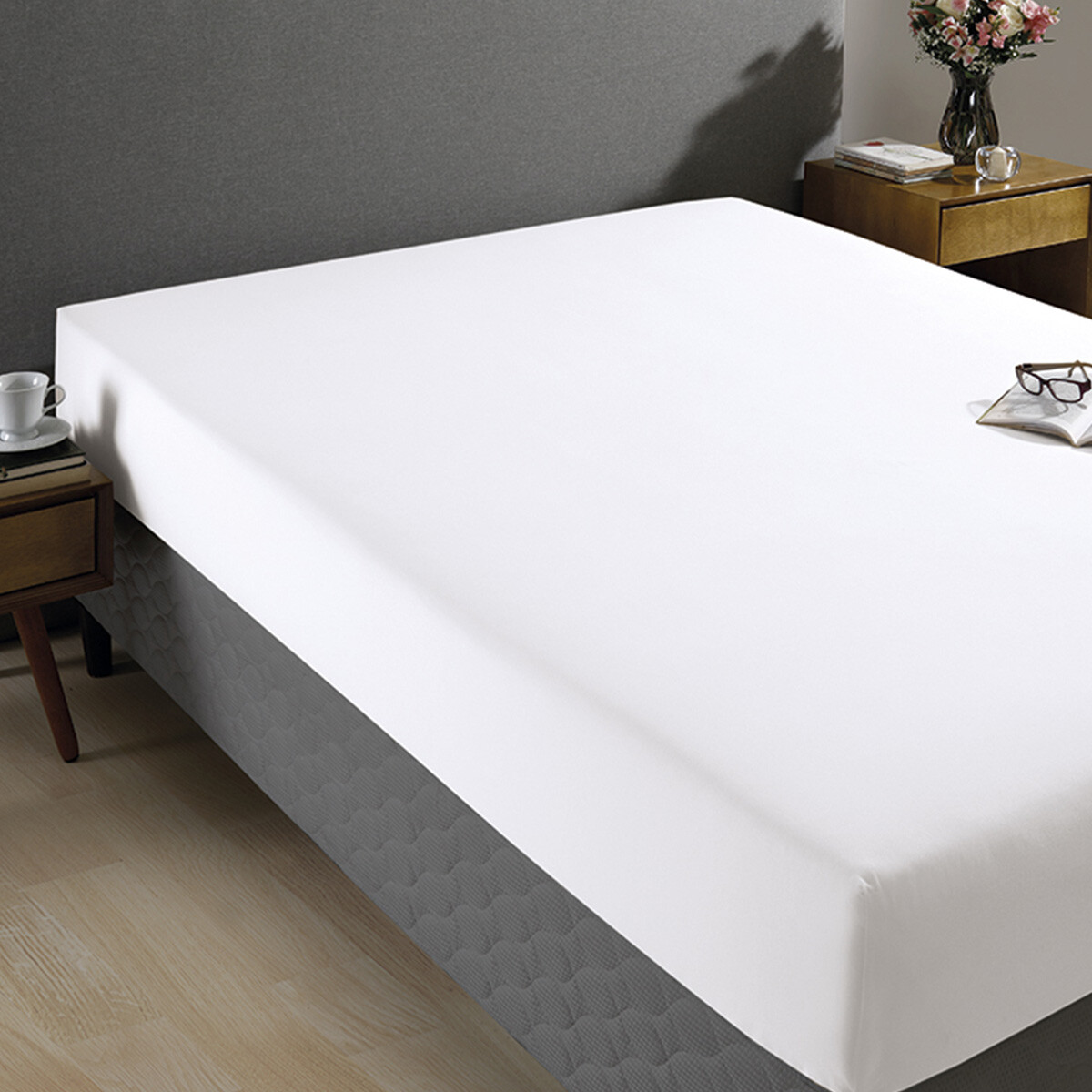 Sábana Ajustable 1 Plaza 130 Hilos Dohler 100% Algodón - BLANCO 