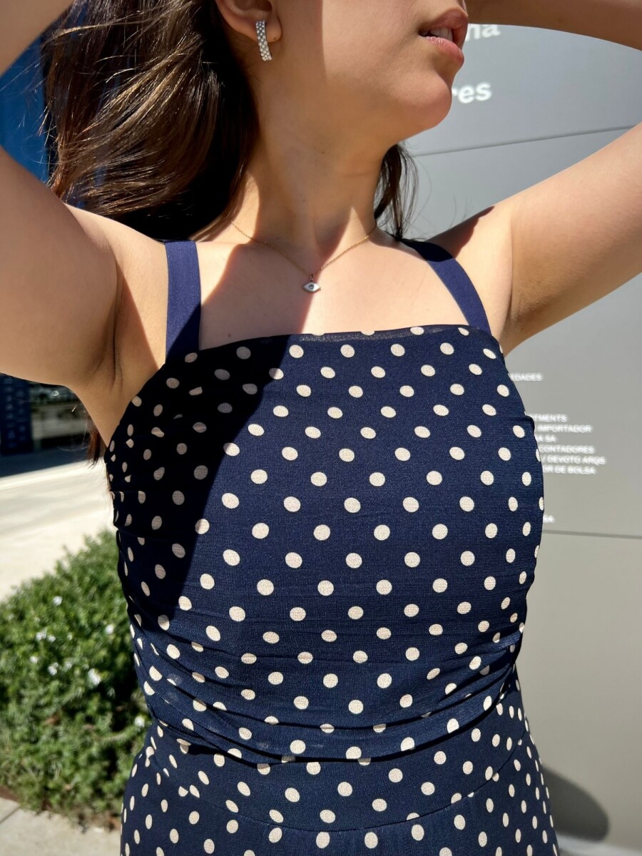 Top Sabrina Lunares - Azul Marino 