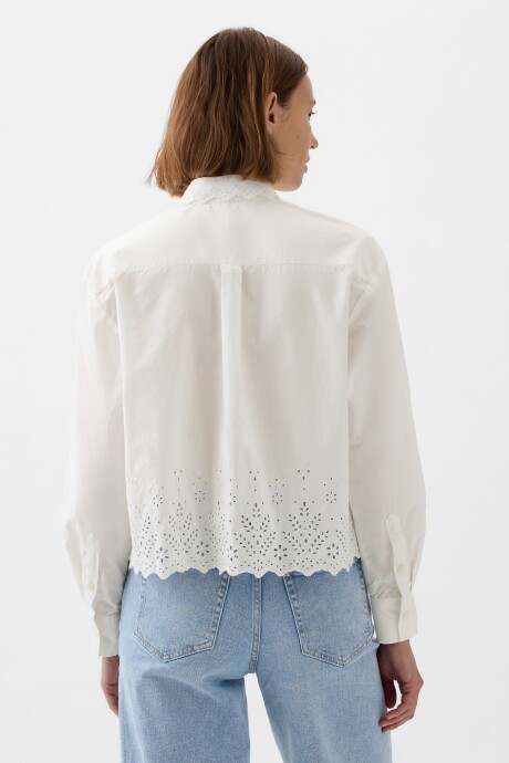 Camisa Corta Con Broderie Mujer New Off White