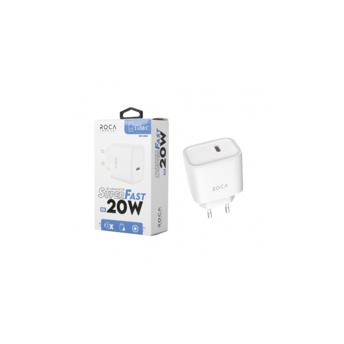 CARGADOR ROCA 20W SUPERFAST 1 USB C - BLANCO 