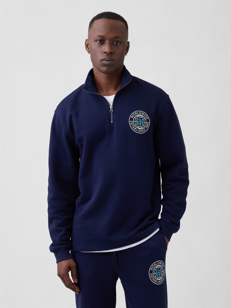 Buzo Deportivo Medio Cierre Hombre - Navy Uniform 