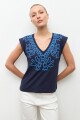 Remera puff print azul marino