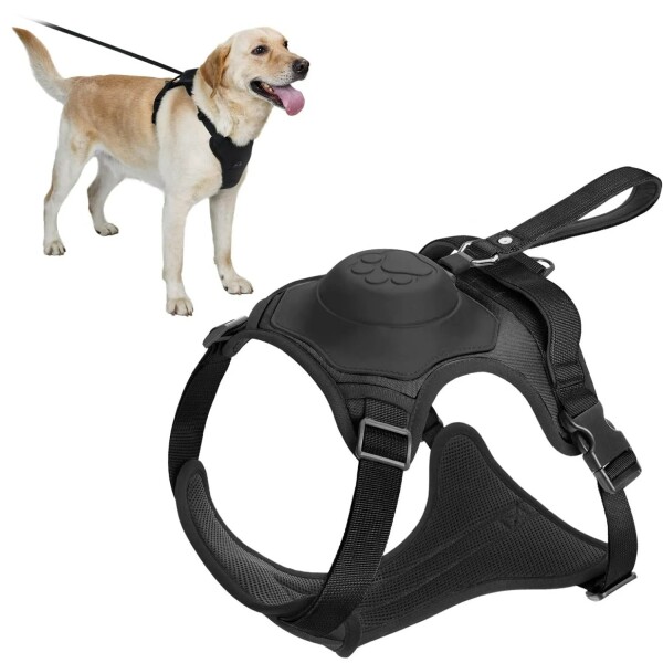 Arnes Con Correa Extensible Retractil Mediano Perro Premium Variante Color Negro