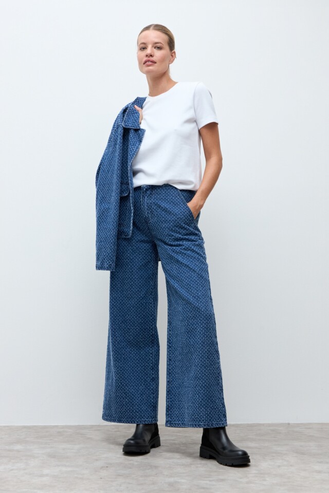 Pantalón de jean texturado jean medio