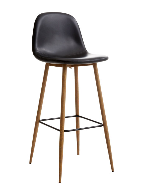 Taburete de bar JONSTRUP polipiel negro/color roble Taburete de bar JONSTRUP polipiel negro/color roble