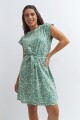 Vestido corto con lazo VERDE OLIVA