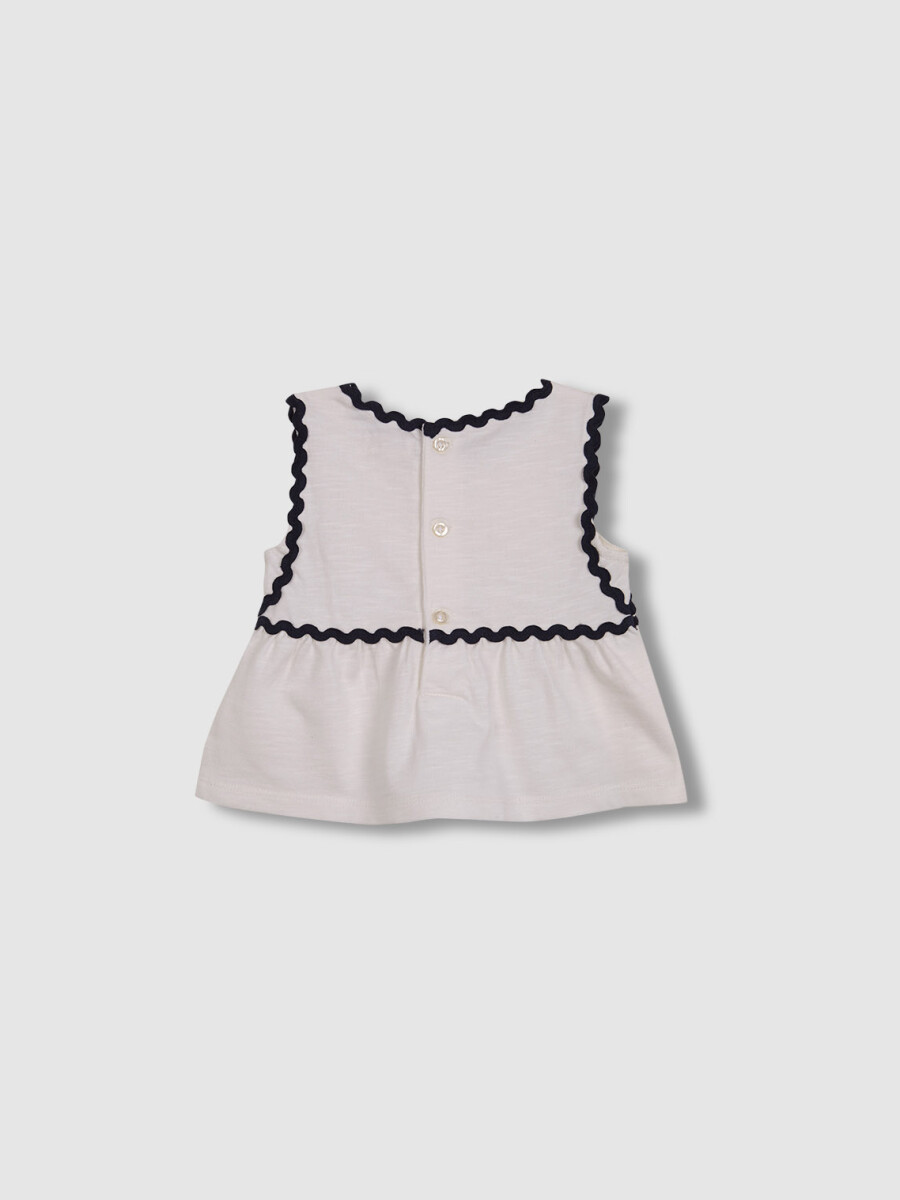 Camiseta Con Detalle De Ondas A Contraste Blanco