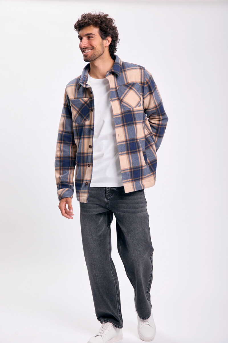 Sobrecamisa con sherpa Cuadros Tostado