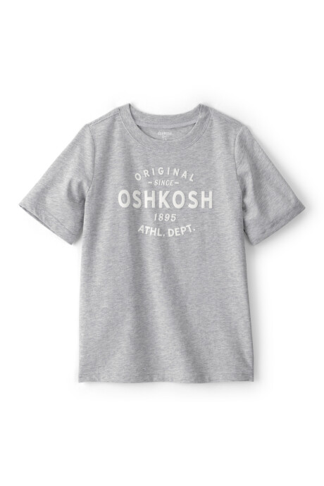 Remera de algodón, manga corta, gris con logo Sin color