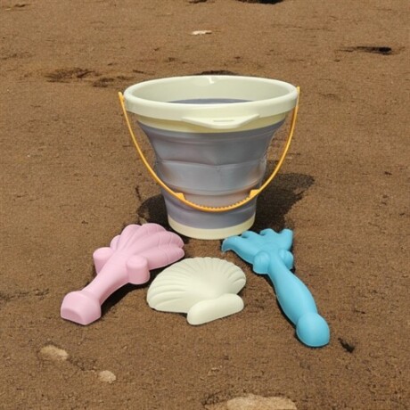 Set de juego de playa balde redondo plegable Crema