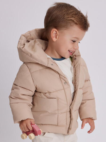 Campera Abrigo Combinado Beige