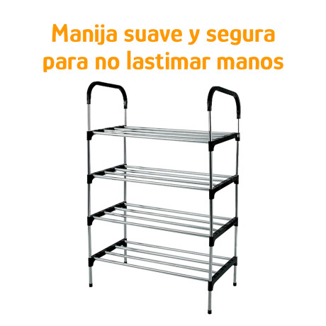 Organizador Zapatero Acero Multiuso 4 Niveles Liviano Plata/negro