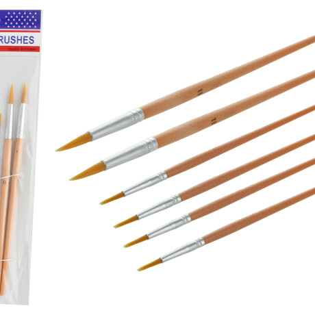 PINCELES X6PCS PUNTA FINA MANGO MADERA DIFERENTES TAMAÑOS BOLSA 19662 PINCELES X6PCS PUNTA FINA MANGO MADERA DIFERENTES TAMAÑOS BOLSA 19662