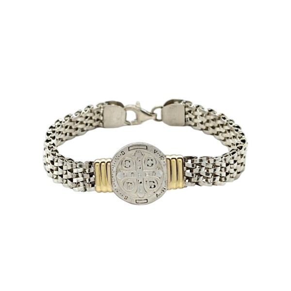 Pulsera San Benito-Plata y Oro-Sin piedra-PU5033 sinpiedra