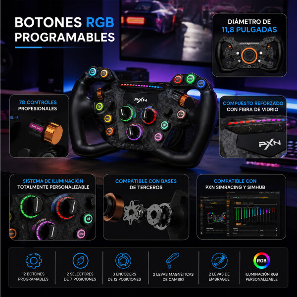 Aro Volante Gamer Pxn Gt One Simulador De Carreras ARO VOLANTE PXN GT ONE