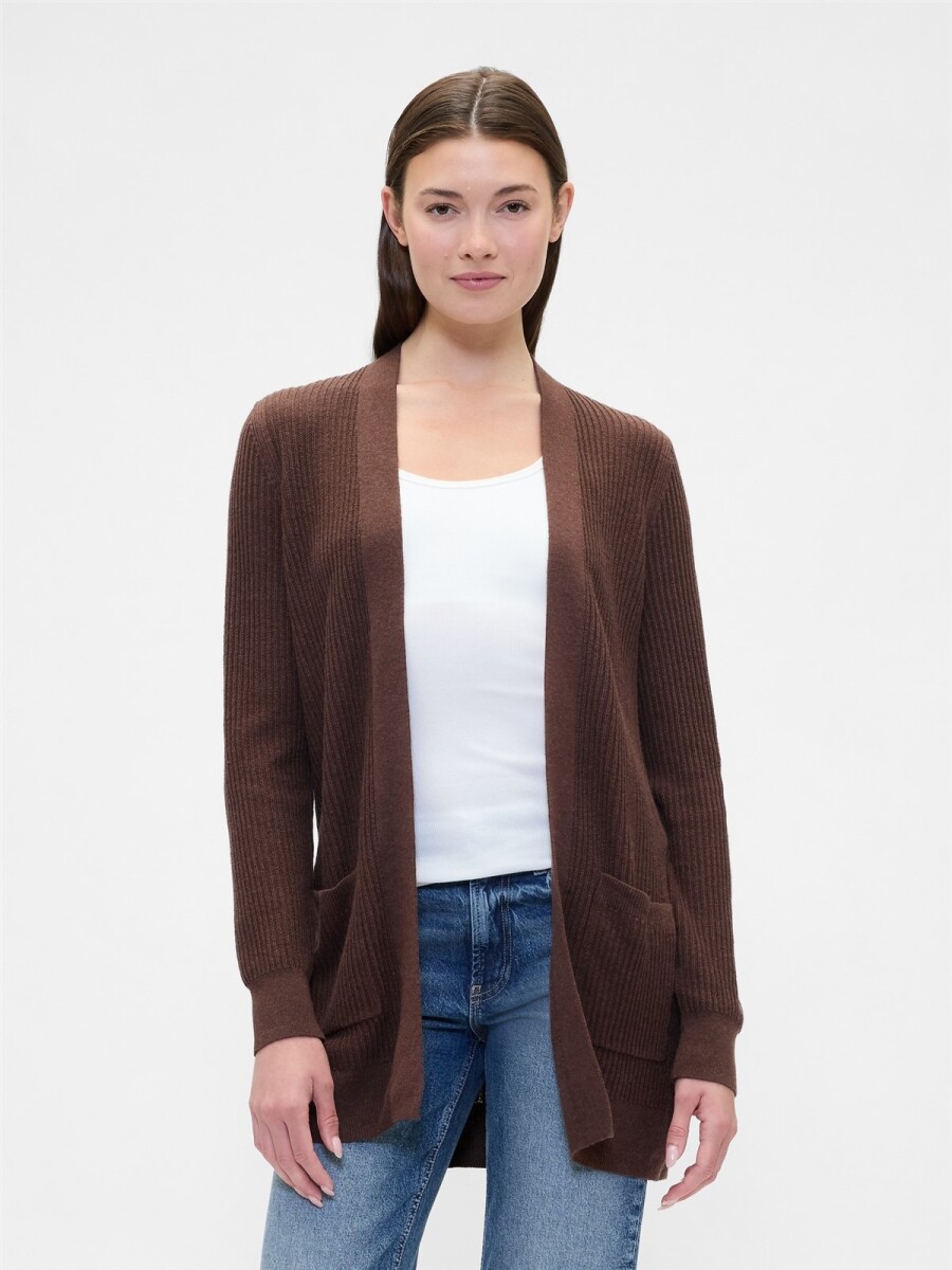 Saco Sin Botones Bella Mujer - Dark Brown 1 