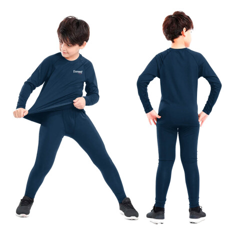 Conjunto Deportivo Camiseta termica Calza Niños X3 Azul