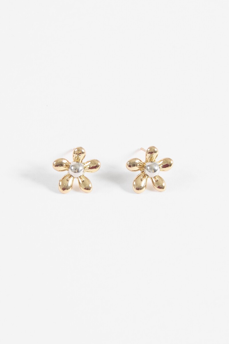 Caravanas flor metallic dorado