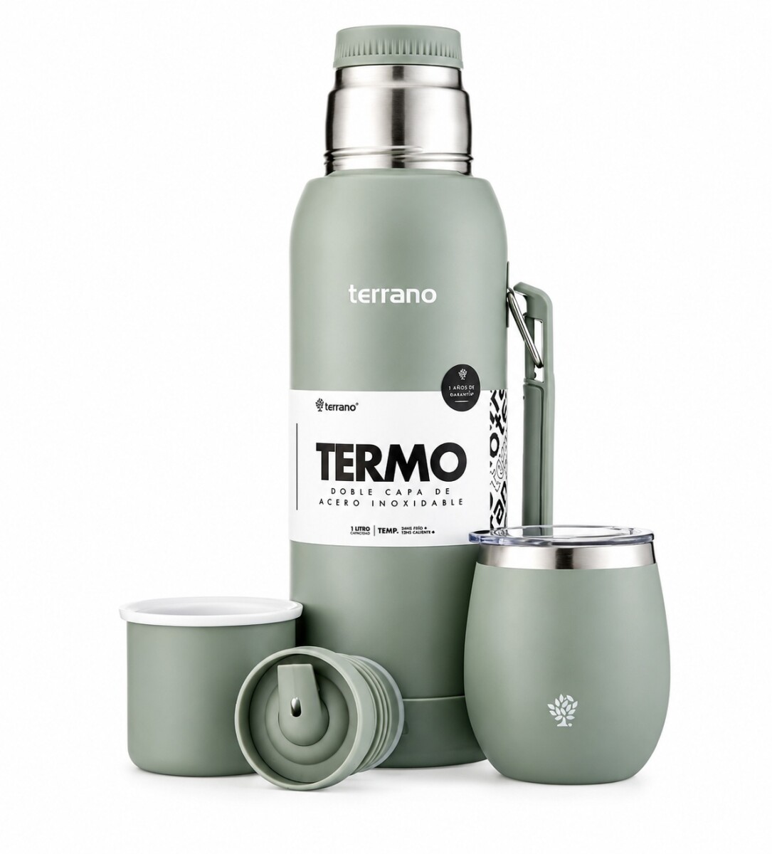 SET TERMO Y MATE TERRANO C/BASE SILICONA 1LT OPACO 