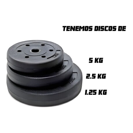 Kit 2 Mancuernas + Barra Recta Maciza 1.8m + 50 Kilos Pesas 8x5Kg 4x2.5Kg