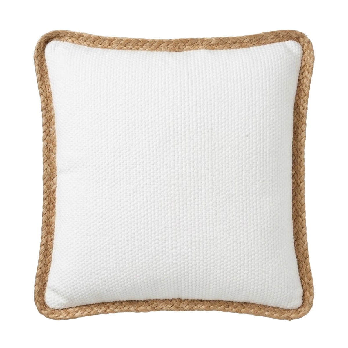 COJIN CUAD BLANCO C/BORDE YUTE 45X45CM 