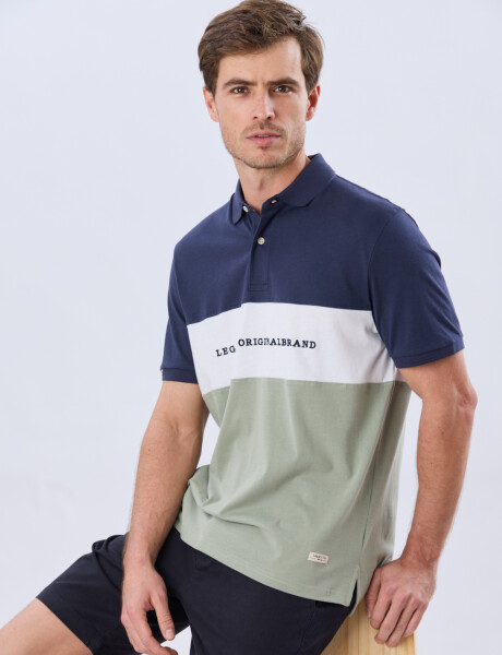 REMERA POLO RAYADA JERSEY Azul