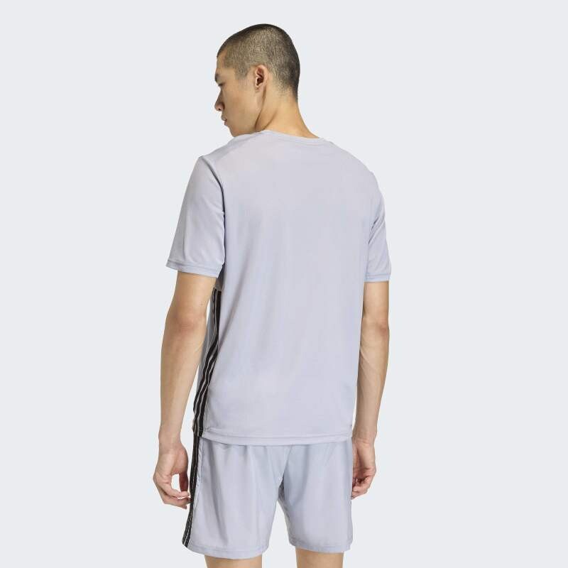 Remera Adidas Workout Essentials Base 3 Rayas Gris