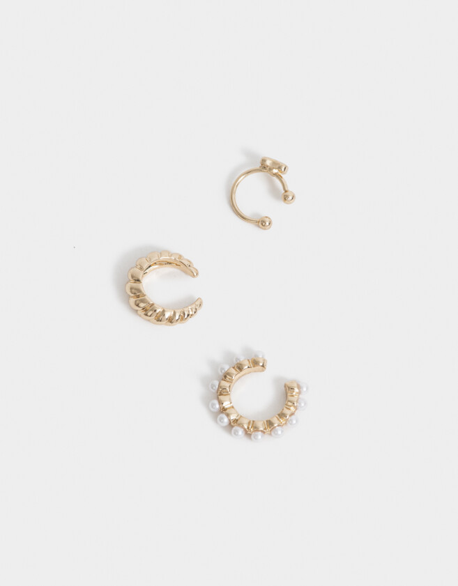 Bijou Cuff Con perlas Set De Earcuff Con Perlas - Dorado