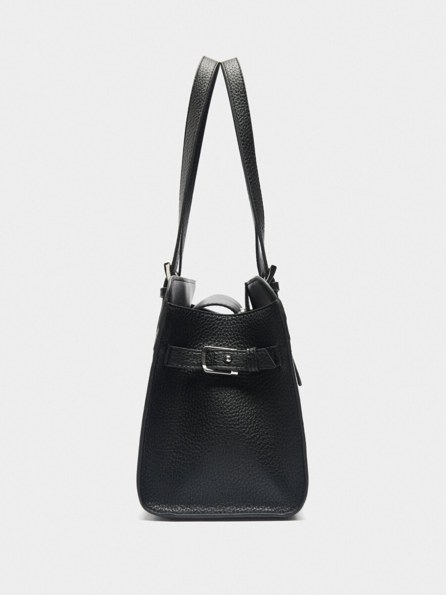 Bolso Tote Con Textura negro
