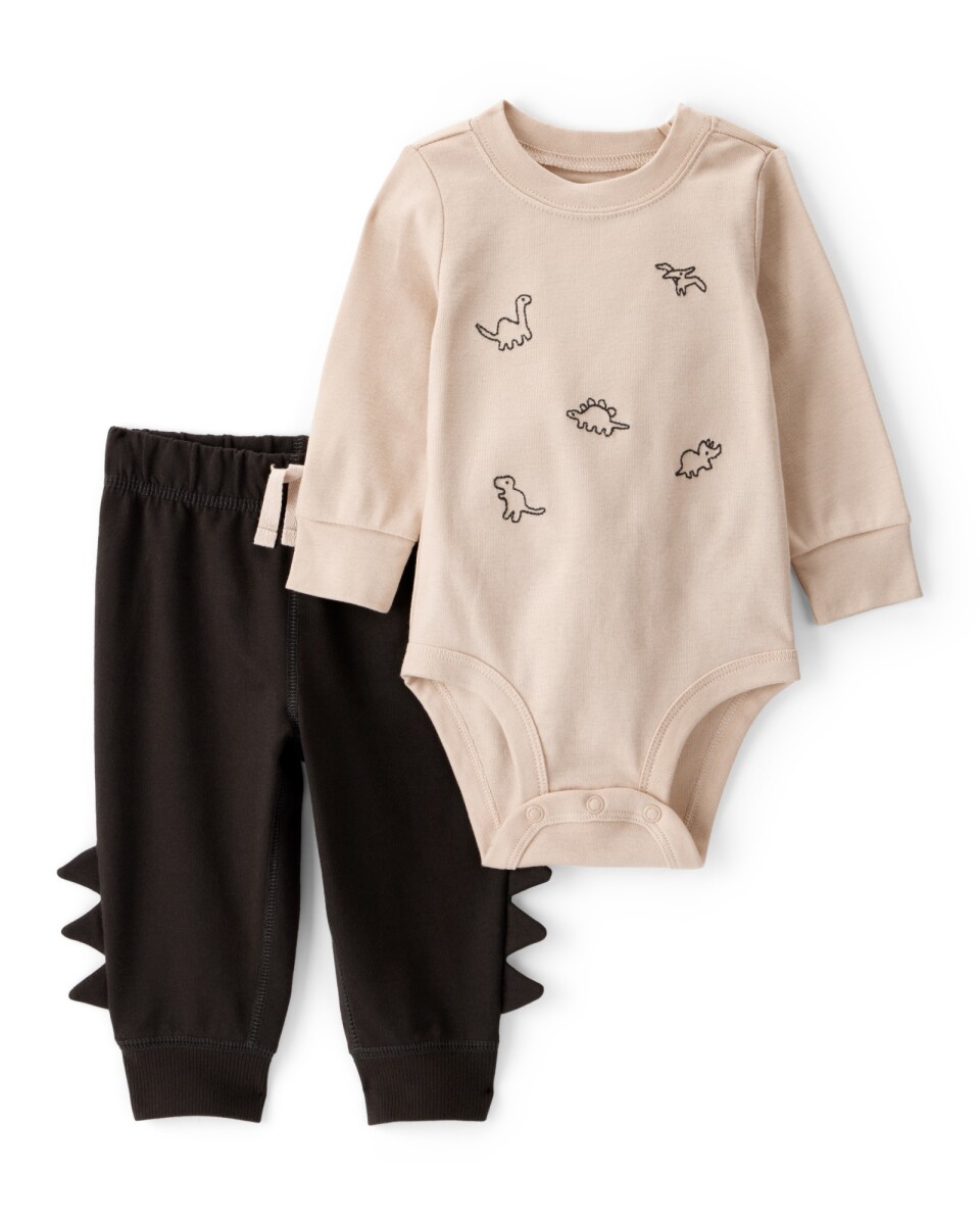 Set dos piezas de algodón, pantalón y body, diseño dinos 