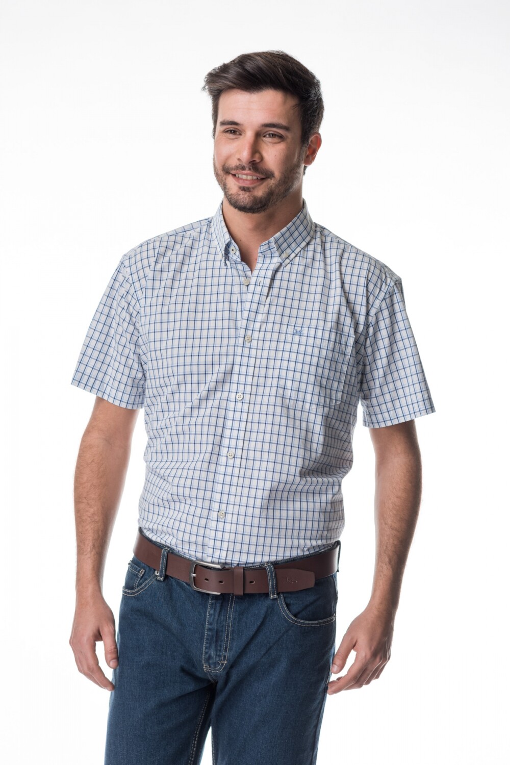 Camisa Cuadros Celeste