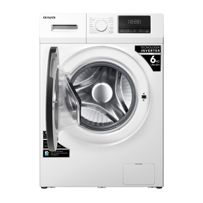 Lavarropas Automático Carga Frontal AIWA 6KG Inverter Blanco | AWLT06SW