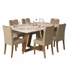 Juego De Comedor - 6 Sillas + Mesa Vidrio - Celeste Marrón | Beige