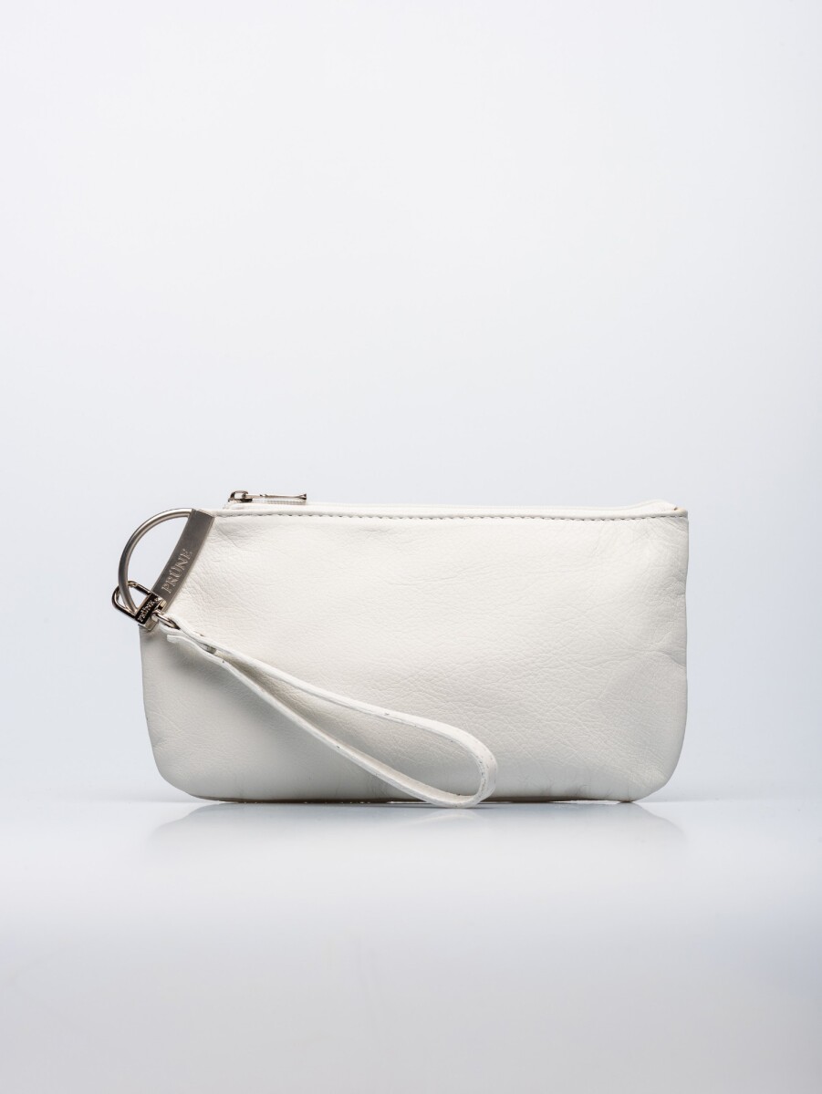 Porta cosméticos Katy en cuero graneado - Blanco 