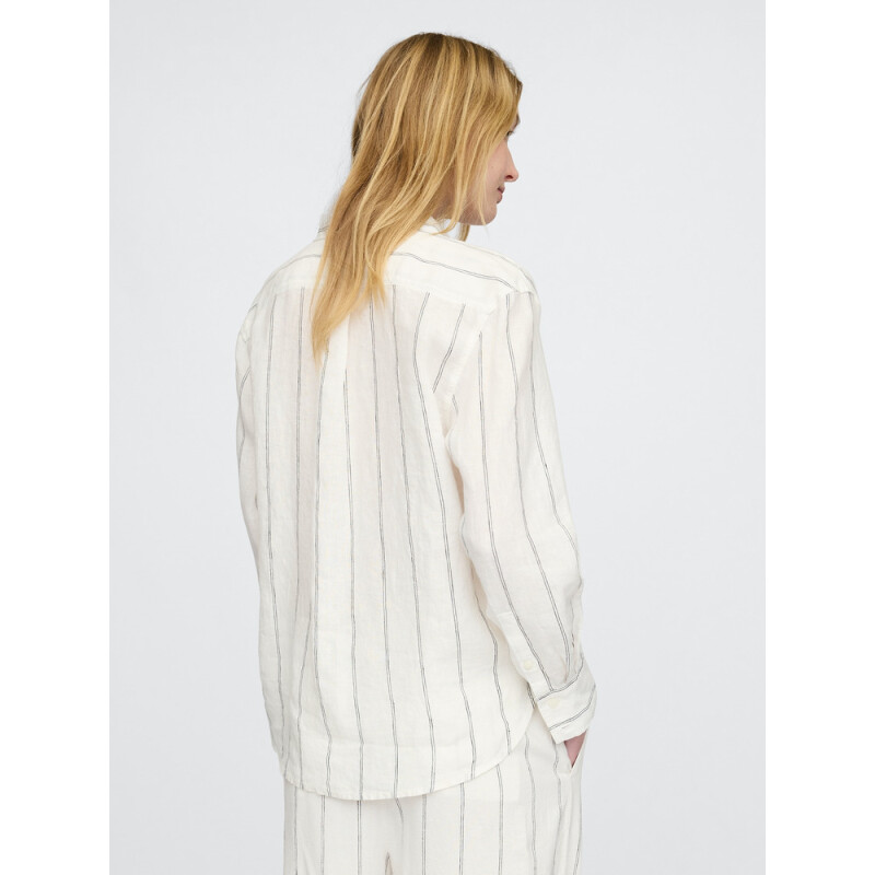 THE RELAXED SHIRT - LINEN WHITE NEUTRAL STRIPE