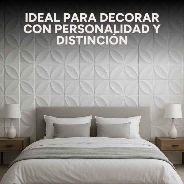 Revestimiento de Pared Panel 3D PVC 50x50cm Ondas Línea X6 Flor Blanco