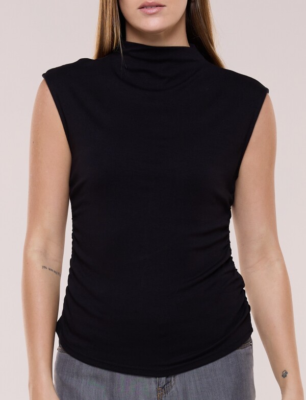 Musculosa Mock Neck & Frunces Laterales NEGRO