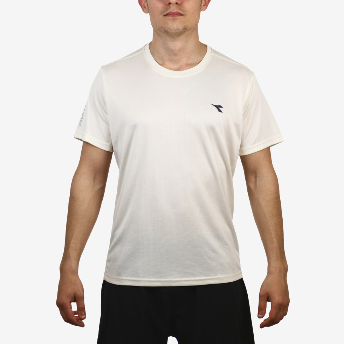 Diadora Hombre T-Shirt Deportivo Chest Stripe Dry Fit - Blanco 
