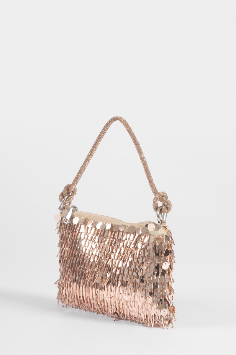 Cartera de fiesta bordada en lentejuelas y canutillos cobre