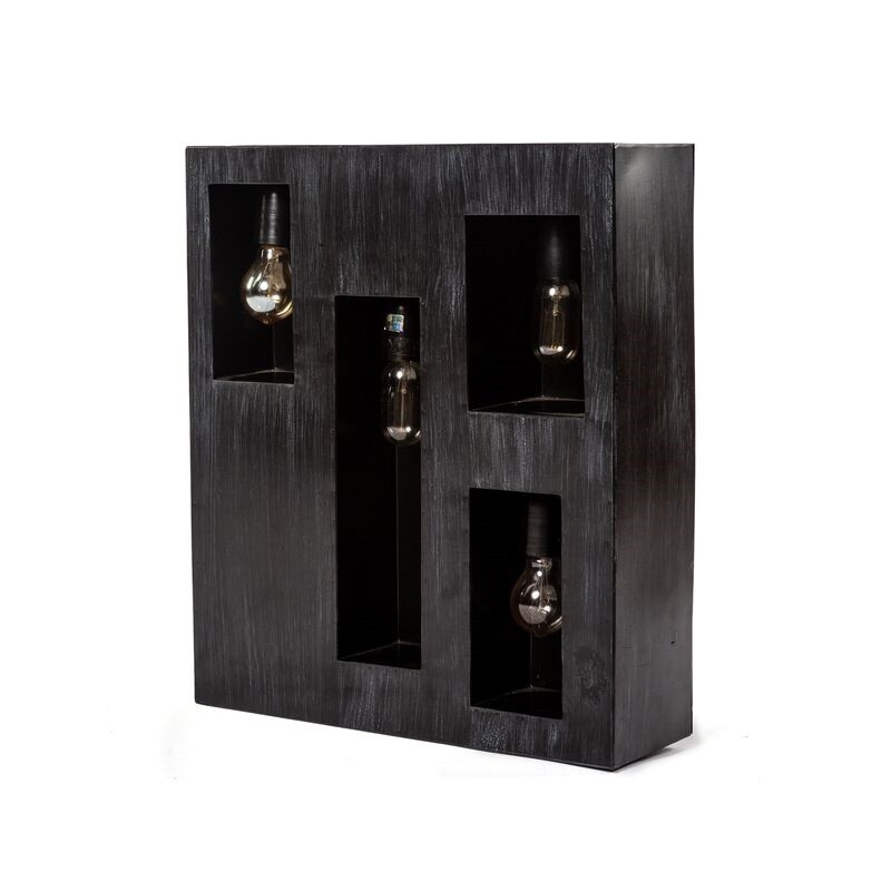 Lámpara de pared en chapa simil madera-8153 Lámpara de pared en chapa simil madera 8153