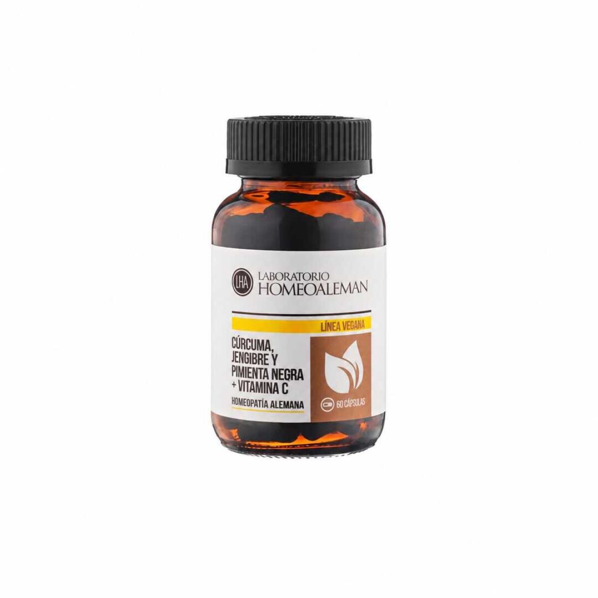 CAPSULAS CURCUMA + JENGIBRE + PIMIENTA NEGRA +VITAMINA C - MARRON 