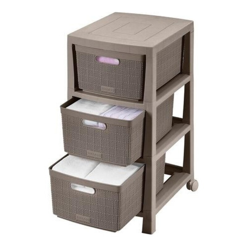 Cajonero de plástico Rimax Fique 3 cajones Mocca