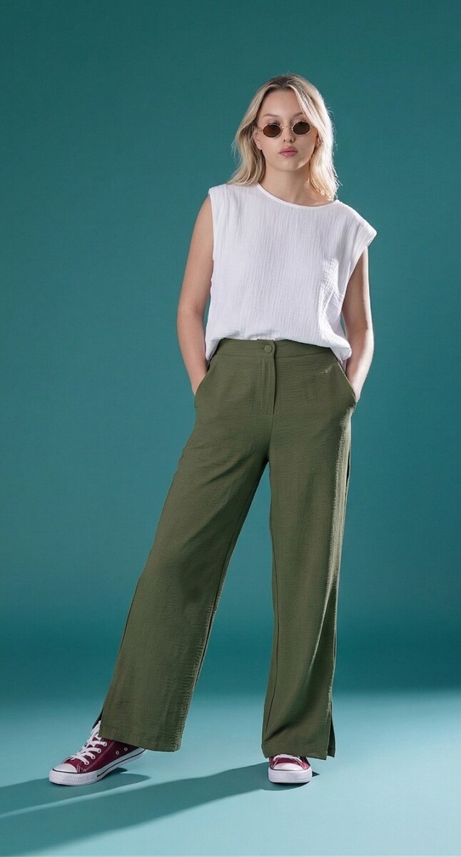 Pantalón Wide. - Verde. 