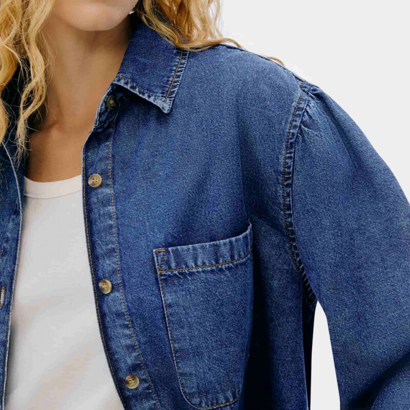 CAMISA ML FEM AZUL ESCURO