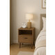 Mesa De Luz Nordica Retro Dormitorio 1 Estantes 1 Cajon Pro Marrón