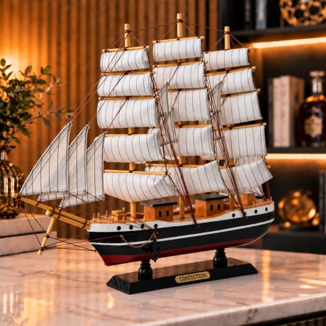 Barco Velero Decorativo – Negro y Blanco - Largo 50cm/ Altura 43 cm Barco Velero Decorativo – Negro y Blanco - Largo 50cm/ Altura 43 cm